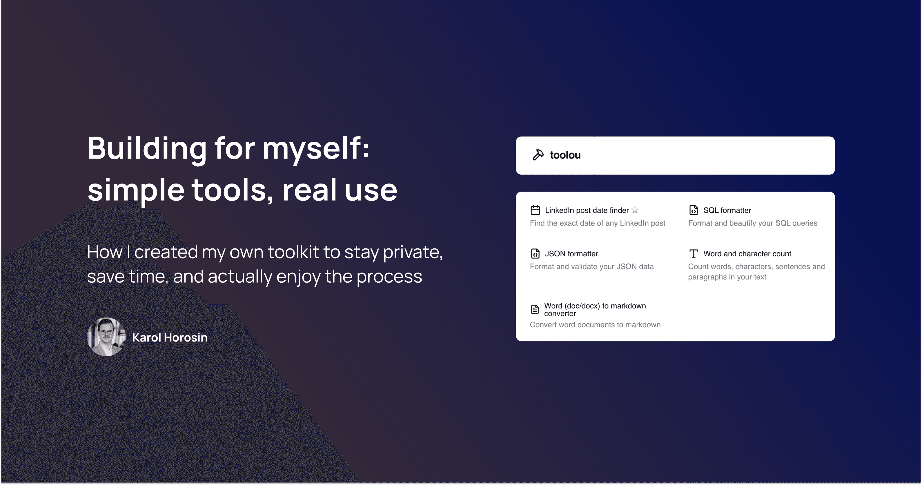 Building for myself: simple tools, real use